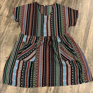 Multicolored Striped Shift Dress